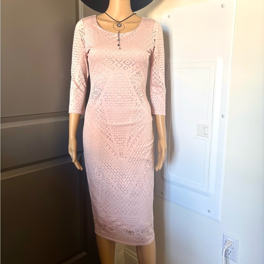 Bar III Light Pink Dress bodycon stretched perforated size S